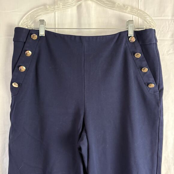 Talbots Navy Blue Wide Leg Sailor Style Pants Size 14 Nautical Career - Picture 7 of 7